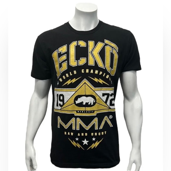 ECKO UNLTD MMA World Champion Raw and Uncut 1972 Black Yellow Rino T-Shirt Large - Picture 2 of 9